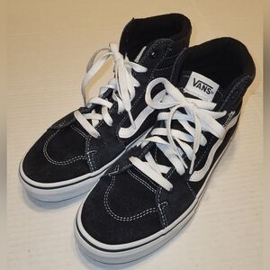 Vans Black And White Hightops Youth Size 5.5